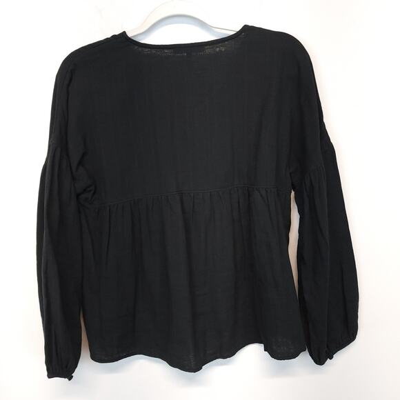 Madewell Pleated Monterey Top Size S Black Lightweight Knit Flowy 100% Cotton - Picture 7 of 16